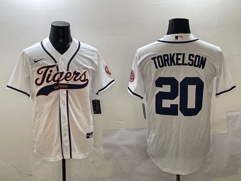 Men Detroit Tigers #20 Torkelson White Jointly Name 2025 Nike MLB Jersey style 1
